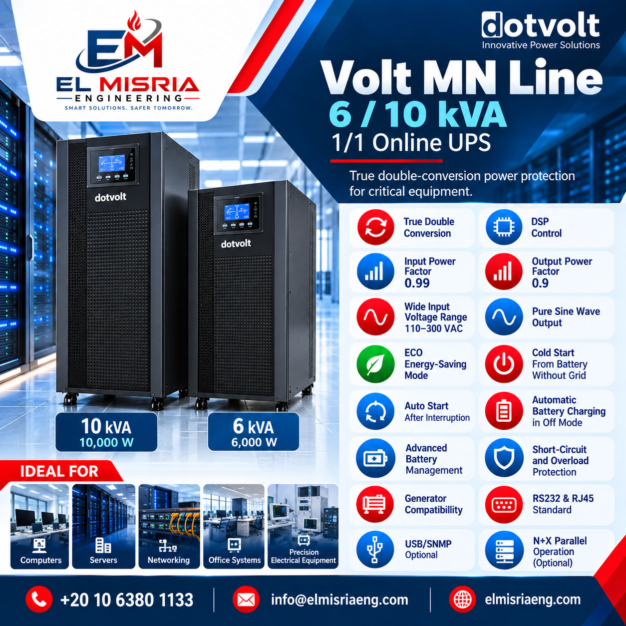 Volt MN Line 6/10 kVA – Online UPS