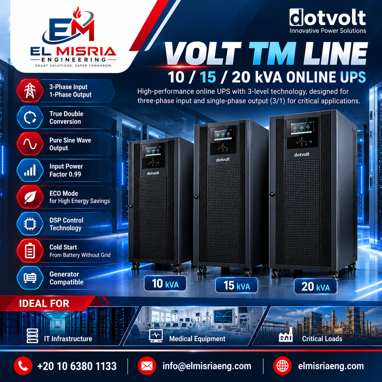 Volt TM Line 10/15/20 kVA – Online UPS